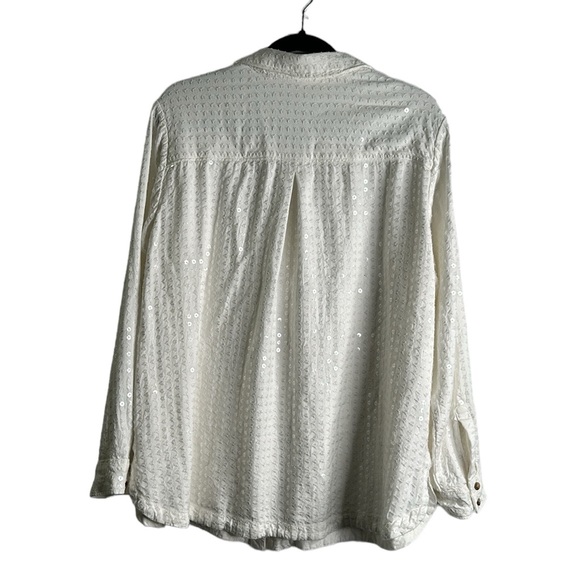 Anthropology pilcro white button down sequins top size 1x - Picture 2 of 11